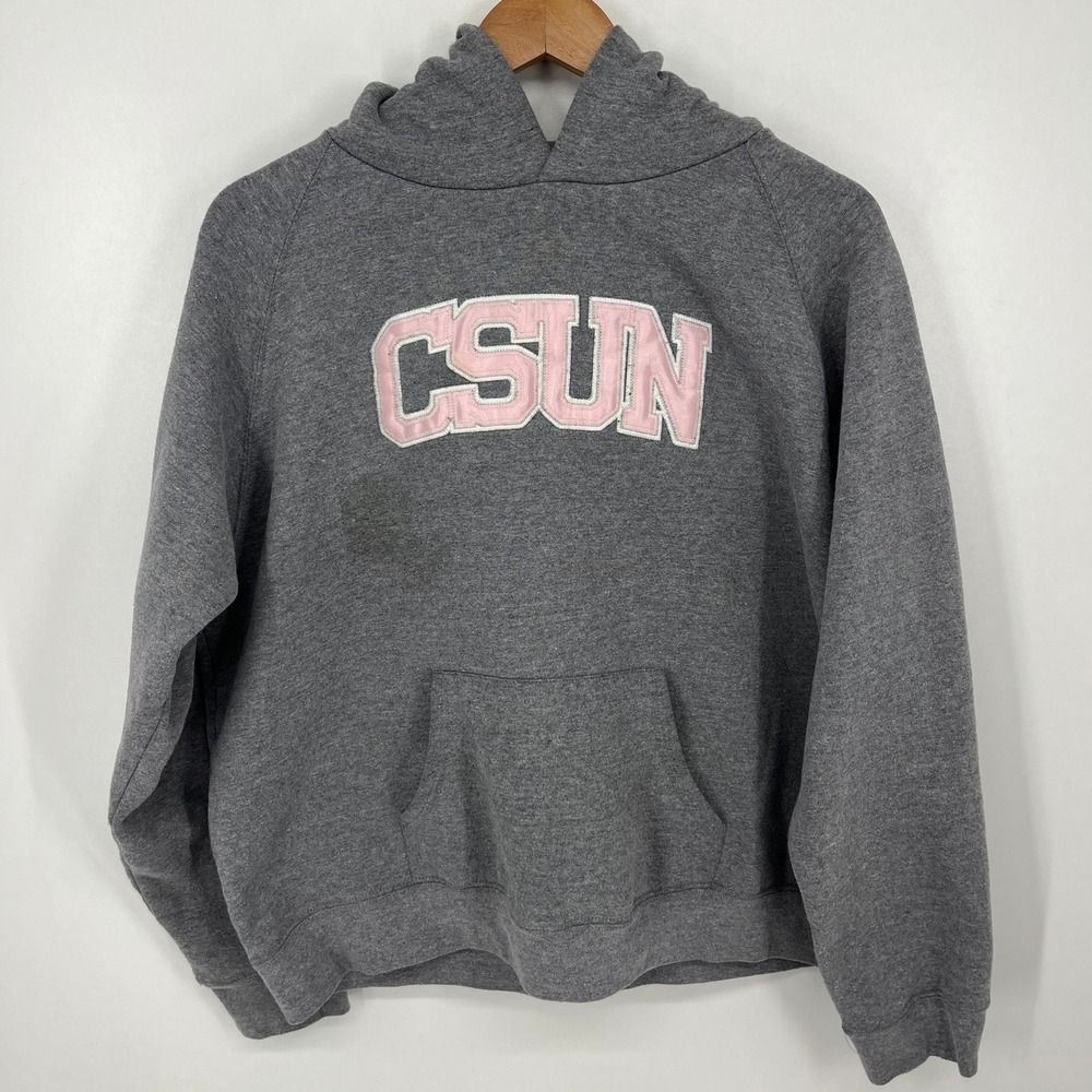 JanSport CSUN Cal State Northridge Hoodie Sweatshirt Grey Pink Women XL